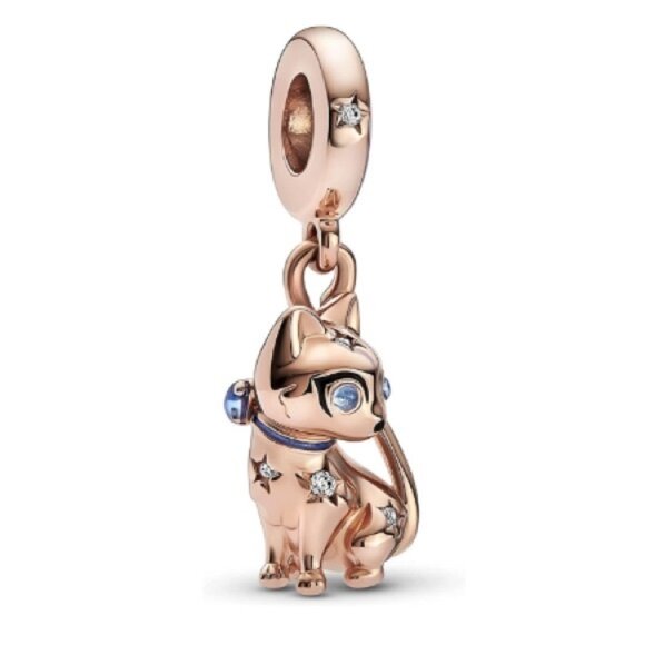 Rose Gold Cat Charm with Crystals - Picture 1 of 4